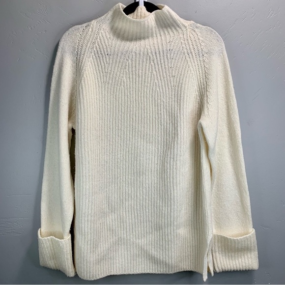 VINCE WOMEN’S MIXED STITCH FUNNEL NECK PULLOVER SWEATER - Picture 3 of 7